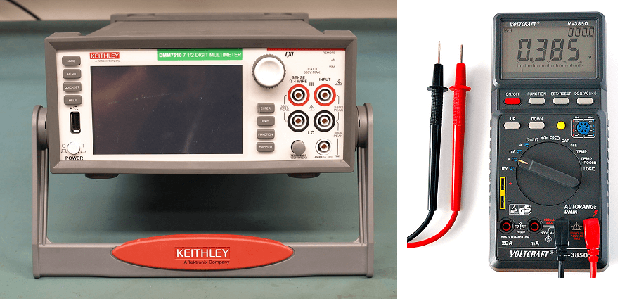 Figure 1. Two digital multimeters that can be used for cell resistance testing.