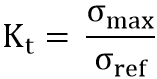 equation for stress concentration factor: Kt = sigma max / sigma ref