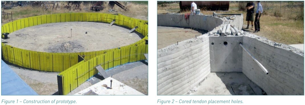 Figure 1. Construction of prototype. Figure 2. Cored tendon placement holes.