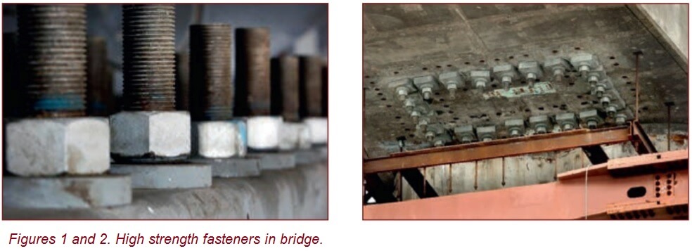 Figure 1 and 2. High strength fasteners in bridge.