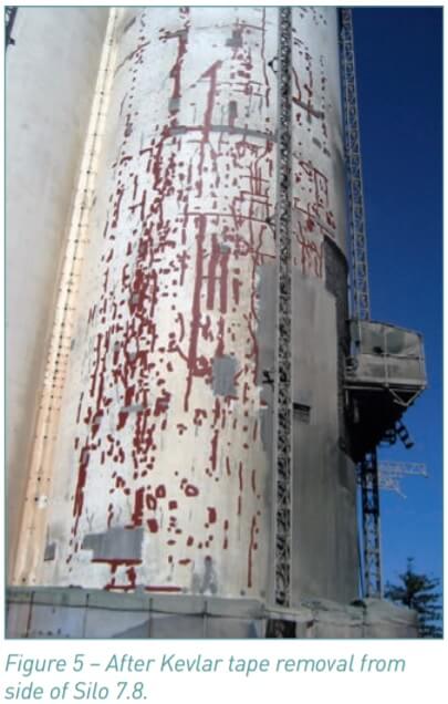 Figure 5. After Kevlar tape removal from side of Silo 7.8.