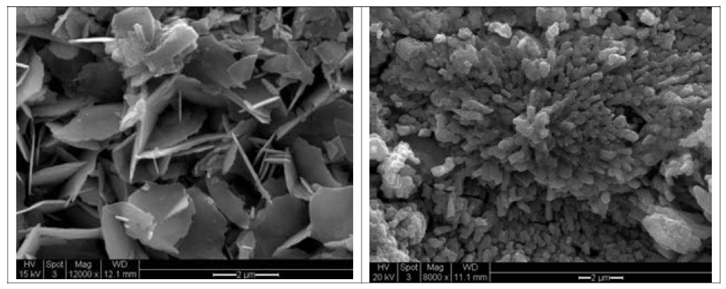 Figure 8. Scanned images of Pb carbonate (left) and Pb oxide (right).