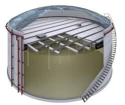 Figure 1. Aboveground storage tank with domed roof; cutaway view.